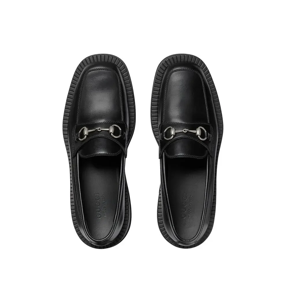 NIB Gucci Horsebit Chunky Loafers 11.5 US 12 Lug Sole Black Leather Shoes $990